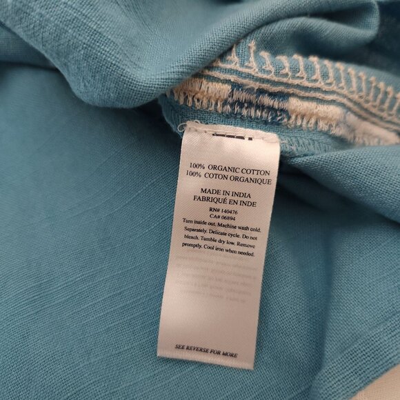 Faherty Jetty Shift Dress 100% Organic Cotton Embroidered Delphinium Medium Boho - Picture 12 of 13